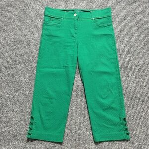 Verve Blues Womens Capri Pants Size 10 Green Straight Leg Elastic Hem Casual